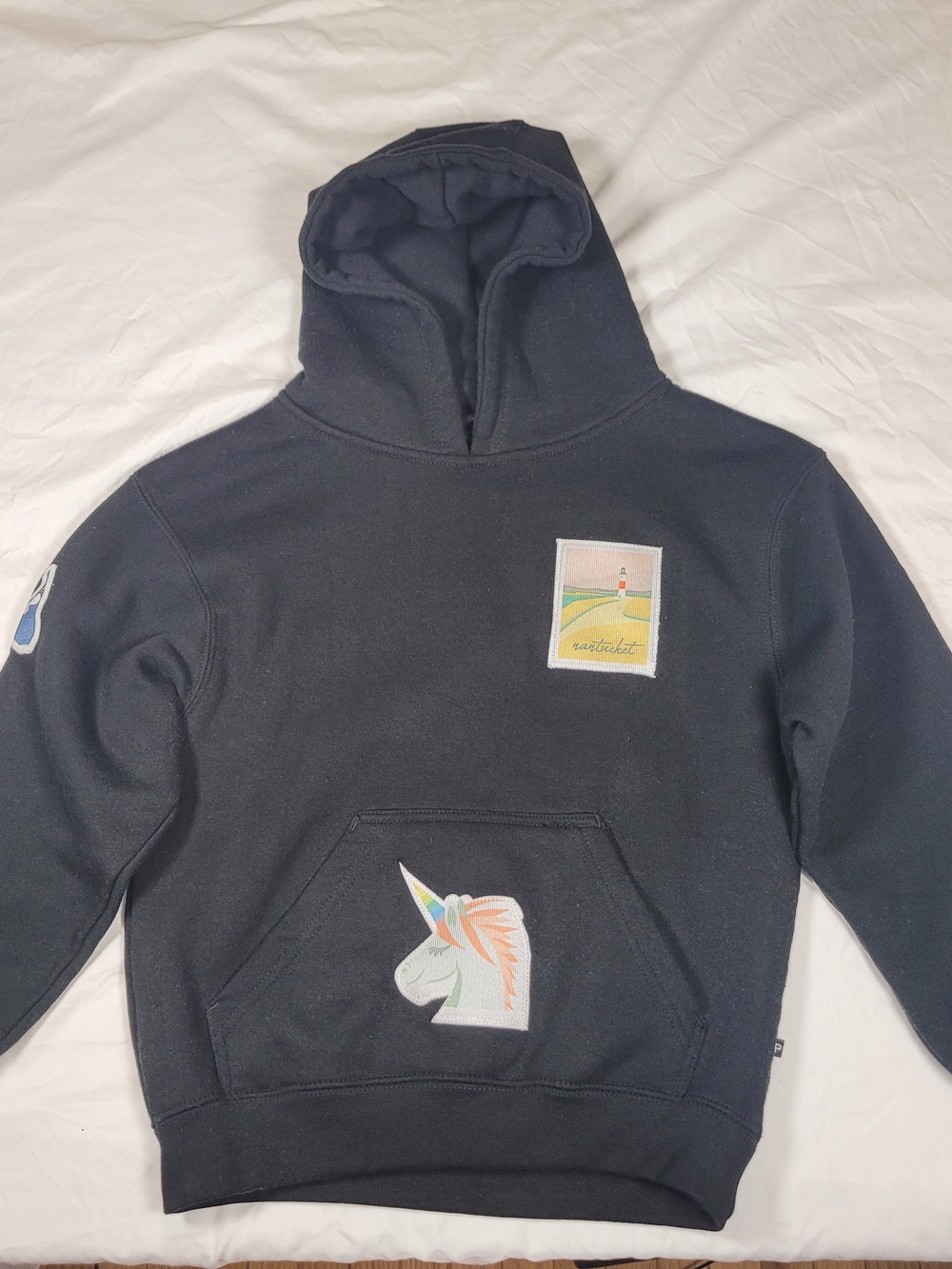 BROdenim Black Kids Nantucket Hoodie with Patches Size Medium